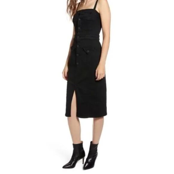 Mother Denim To the Point Pocket Midi Dress in Faded Black Not Guilty Size Small - Picture 1 of 10